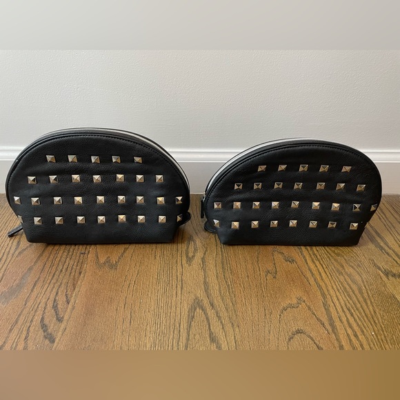 Wyatt Set of 4 Travel Pouches Faux Leather Silver Studs - Picture 5 of 13